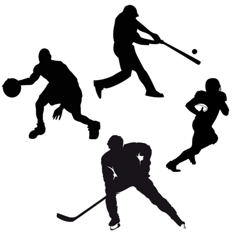 Various sports player silhouette's